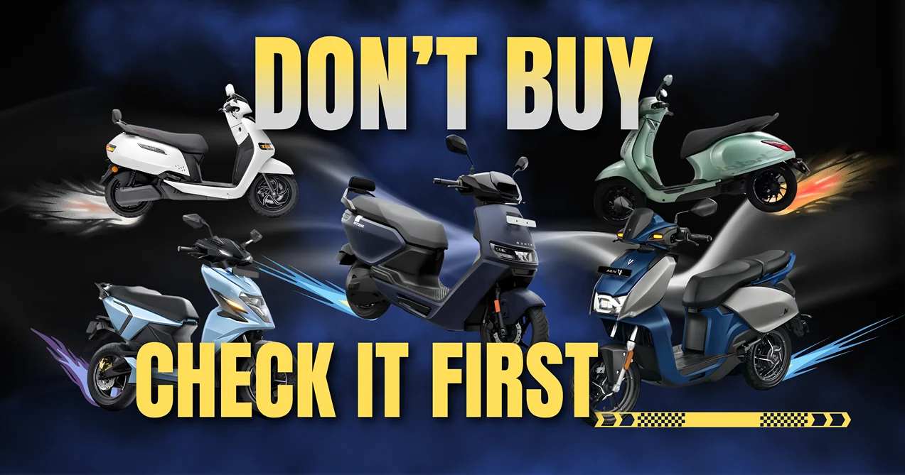 Top 5 Electric Scooters India 2026 Electric Scooter Comparison - Ather Rizta, TVS iQube, Chetak, Vida V1, Simple One.