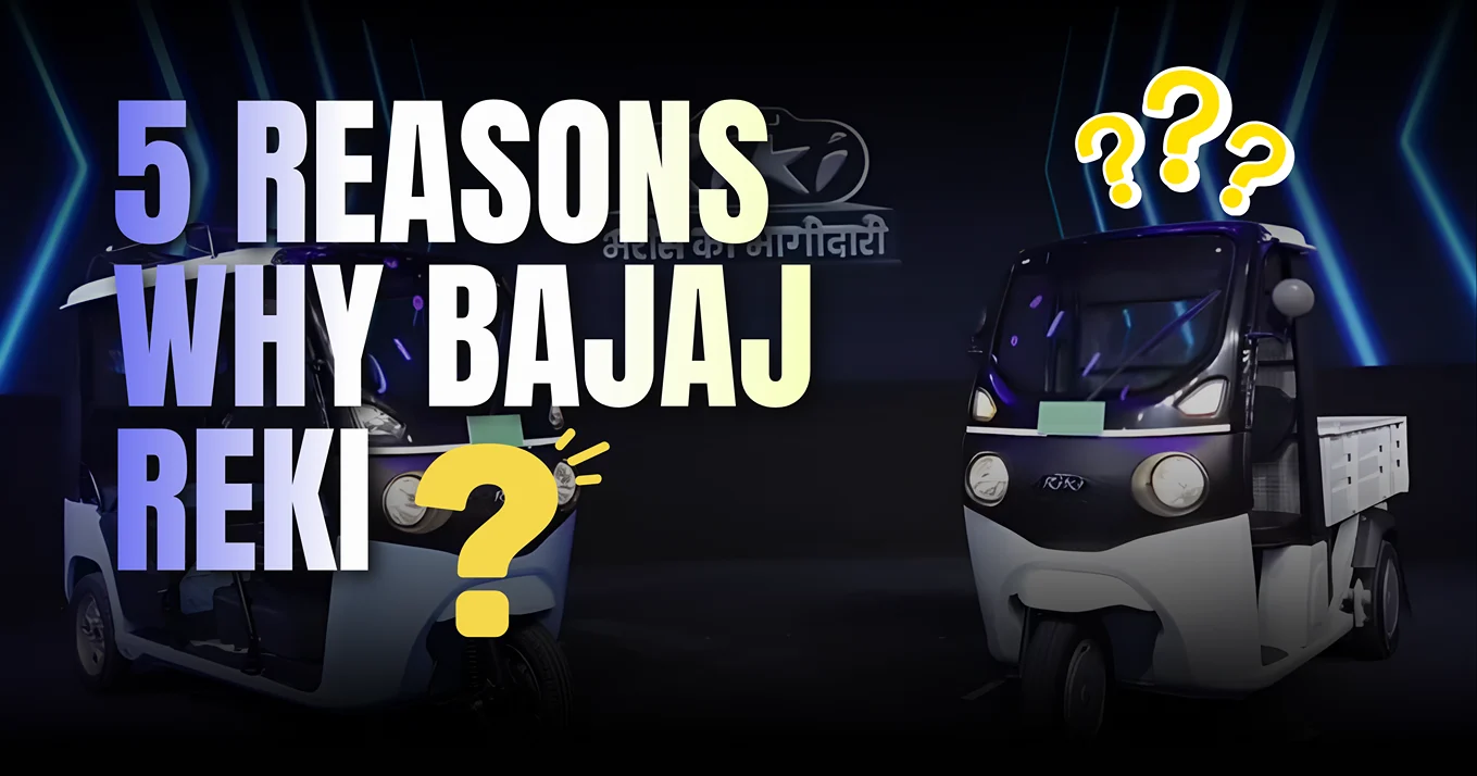 Bajaj REKI Electric Auto passenger model, highlighting the sturdy design and roof carrier for safe electric auto rickshaw travel.