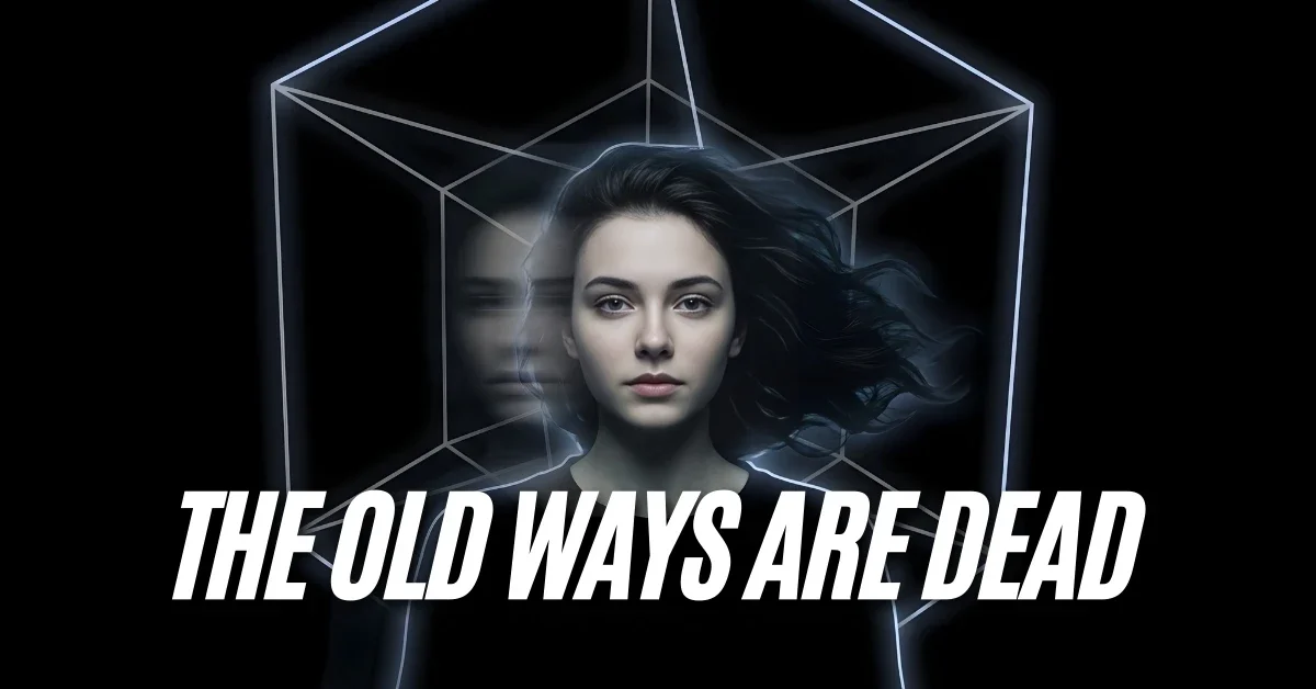 Futuristic portrait symbolizing the end of traditional video creation, showing how Sora AI replaces old production workflows with fully AI-generated cinematic content.