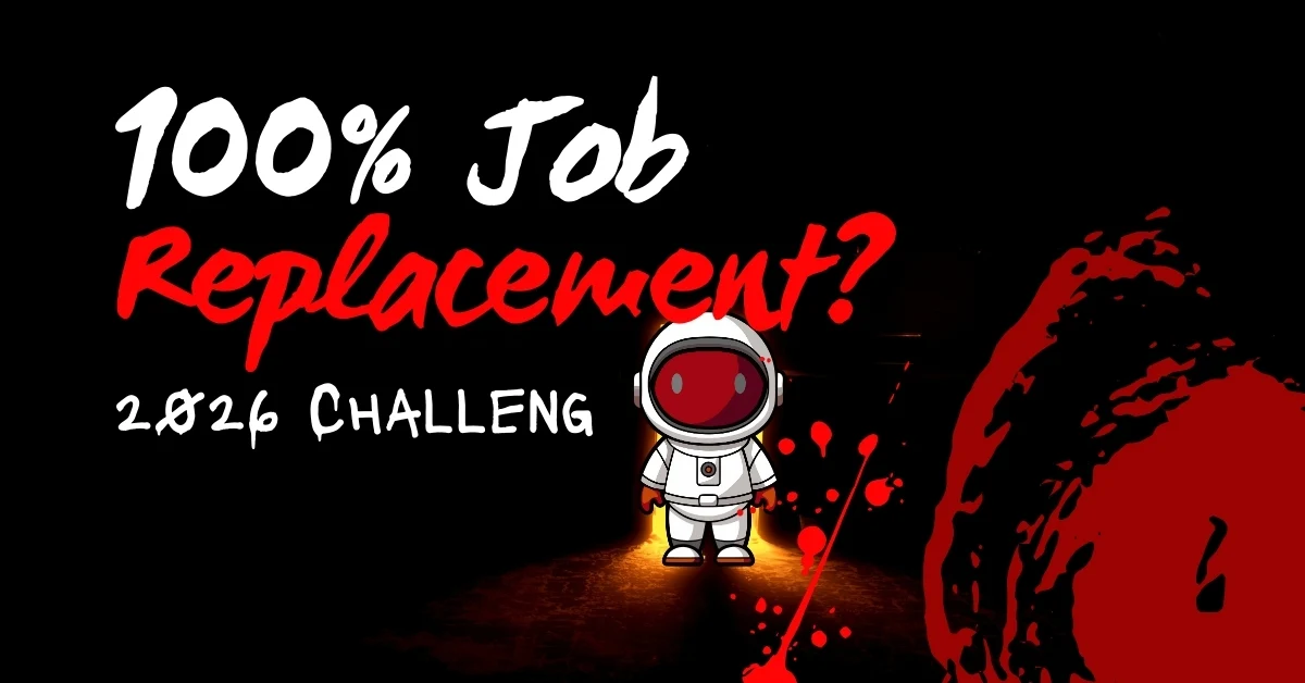 Visualizing the AI job market transformation with graphs and robots representing layoffs.