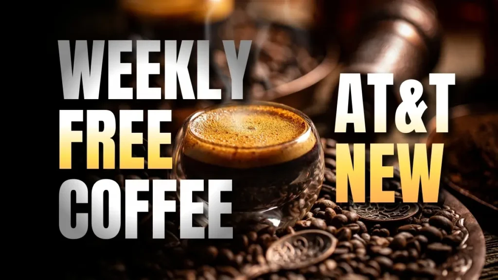 AT&T's New Weekly Coffee Perks Kill Old Rewards Programs: A happy AT&T subscriber holding a coffee cup outside a Panera Bread, representing the exclusive mobile benefits and savings from the recent AT&T free coffee offer promotion, available at Panera and Dollop Coffee.
